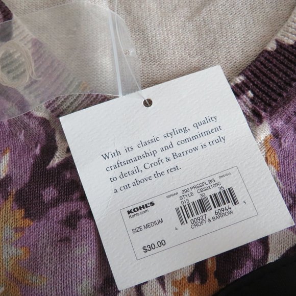 NWT Croft & Barrow Women’s V-neck Floral Motif Knit Top M - Picture 8 of 11